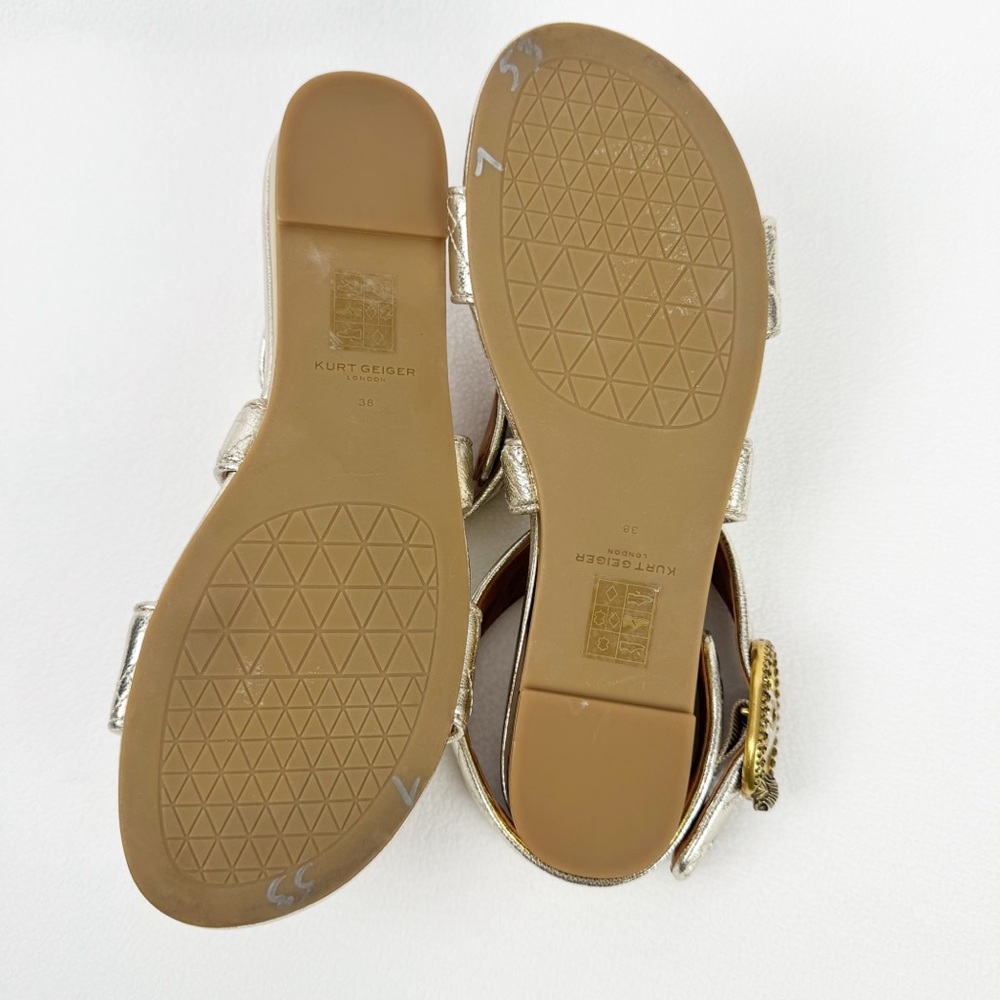 Kurt Geiger Metallic Silver Quilted Strap Sandals - Picture 9 of 10